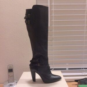 Hugo Boss Medil black leather knee high boots Sz 6